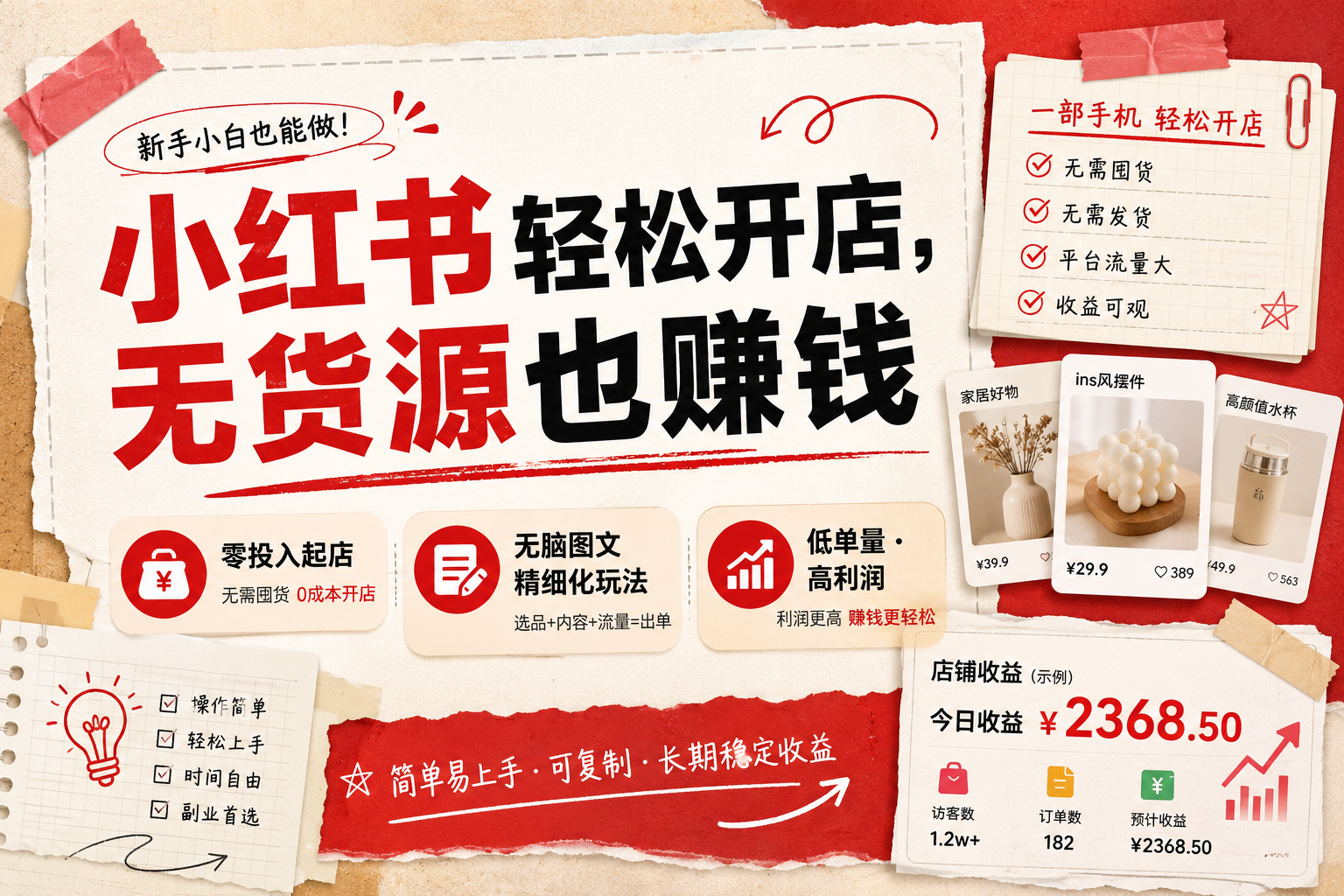 小红书轻松开店，无货源也赚钱