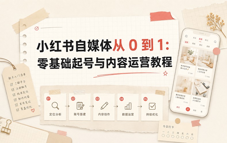 小红书自媒体从 0 到 1：零基础起号与内容运营教程