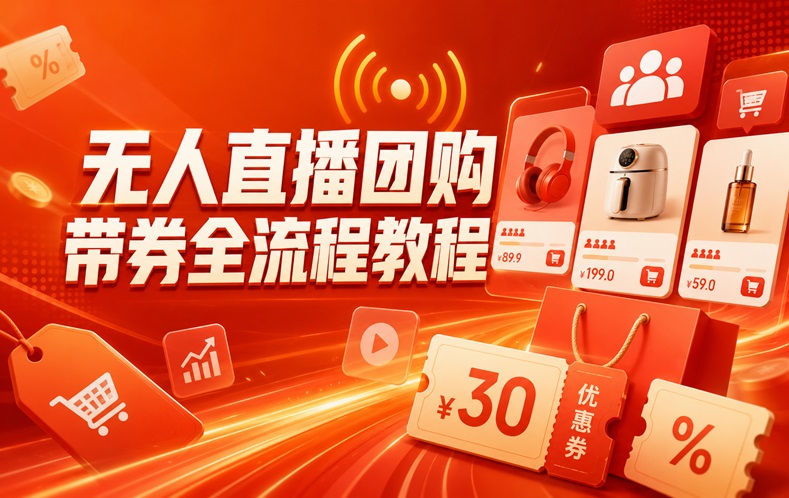 无人直播团购带券全流程教程